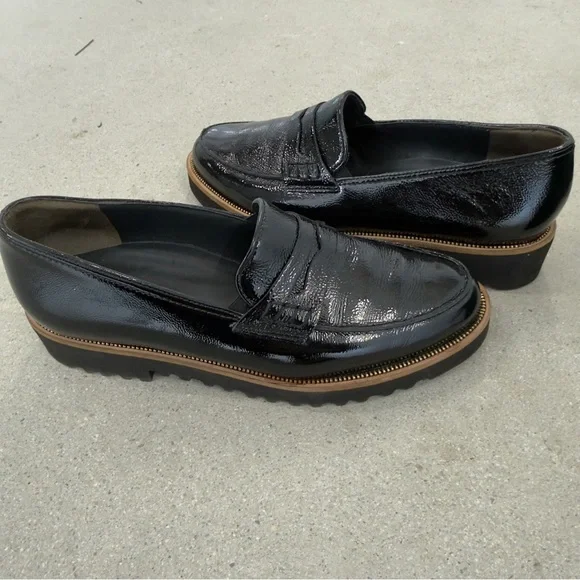 Paul Green Natasha LF Black Crinkled Patent Leather Loafers - Size 7.5 - Picture 4 of 9